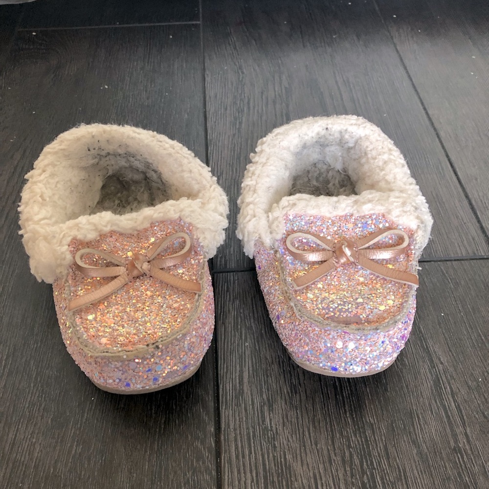 Cat & Jack toddler glitter moccasin slippers